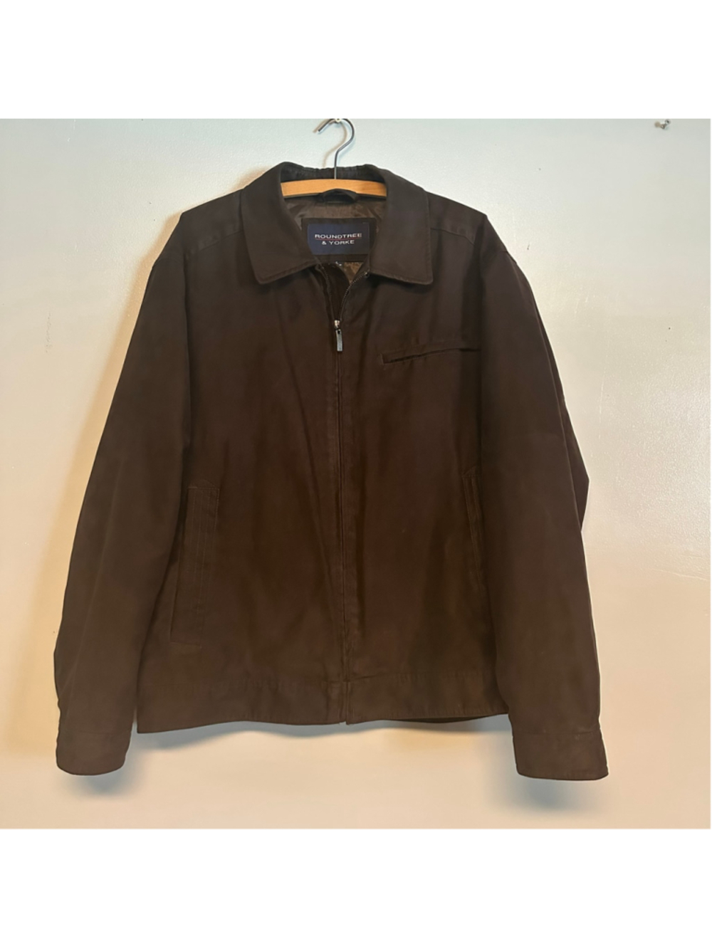 Roundtree & Yorke Brown Faux Suede Jacket Mens Size Large